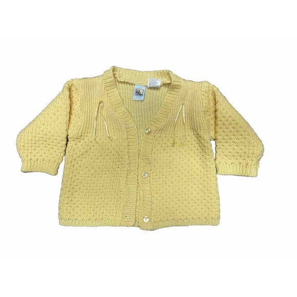 Vintage Tuti Fruiti Yellow Knit‎ Baby Cardigan Size 0-6 Months - Picture 1 of 5